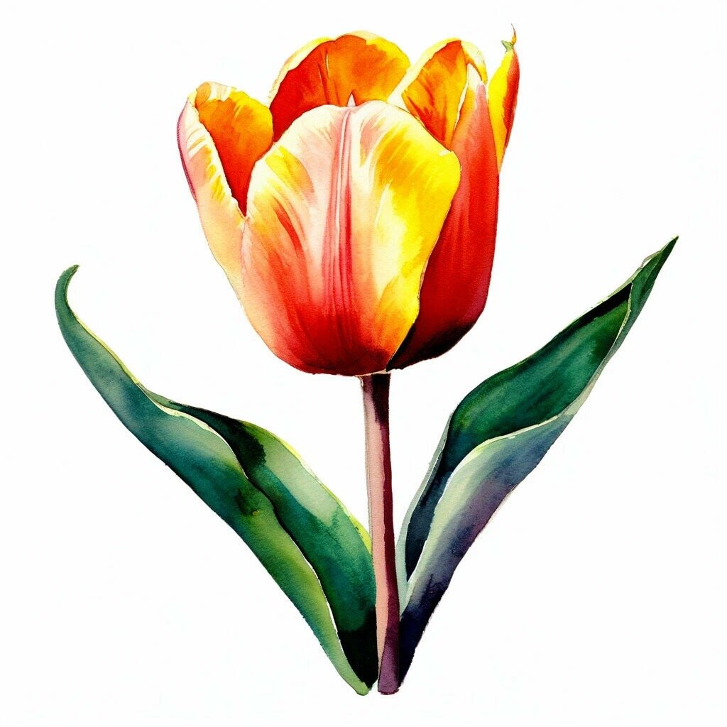 Тюльпаны от нейросети. Акварельный рисунок.