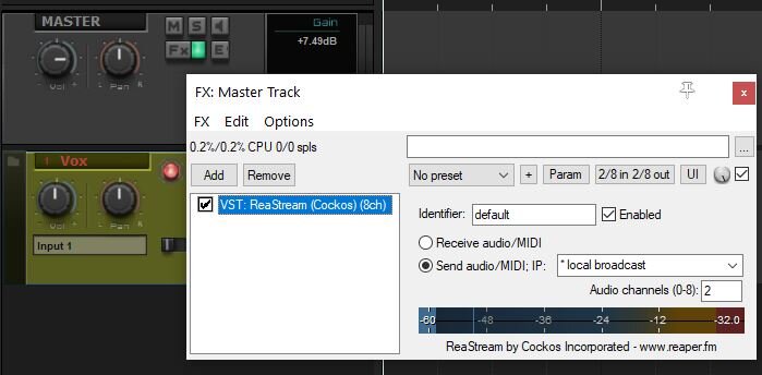 Настройка звука (стрима) в OBS из Reaper.
