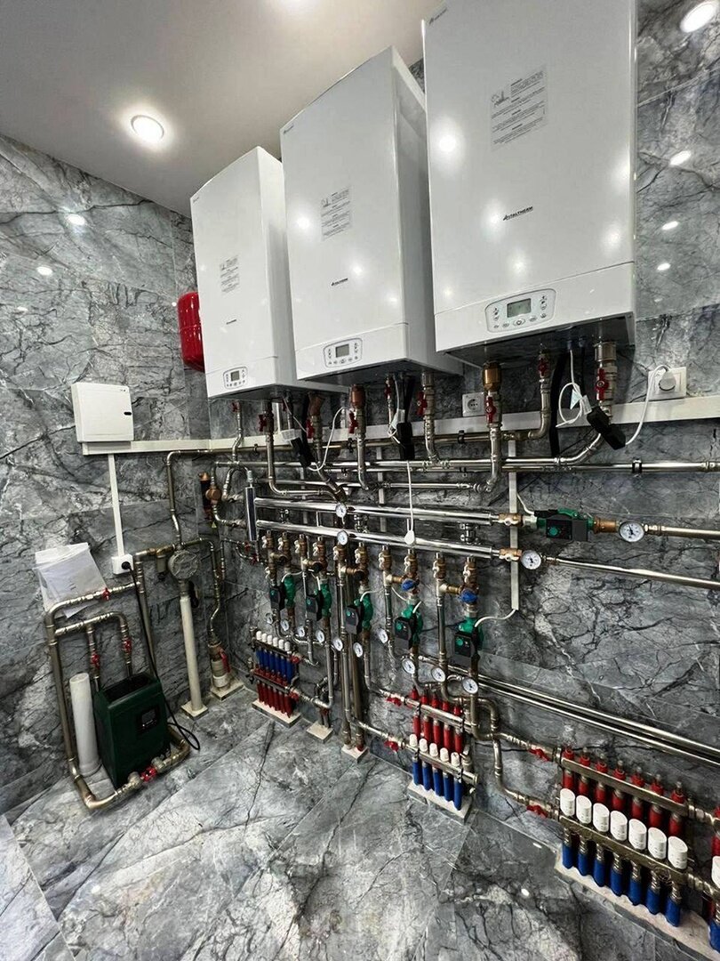 Рис. 1 Котельная с каскадом из 3 конденсационных котлов ITALTHERM (г. Владикавказ)