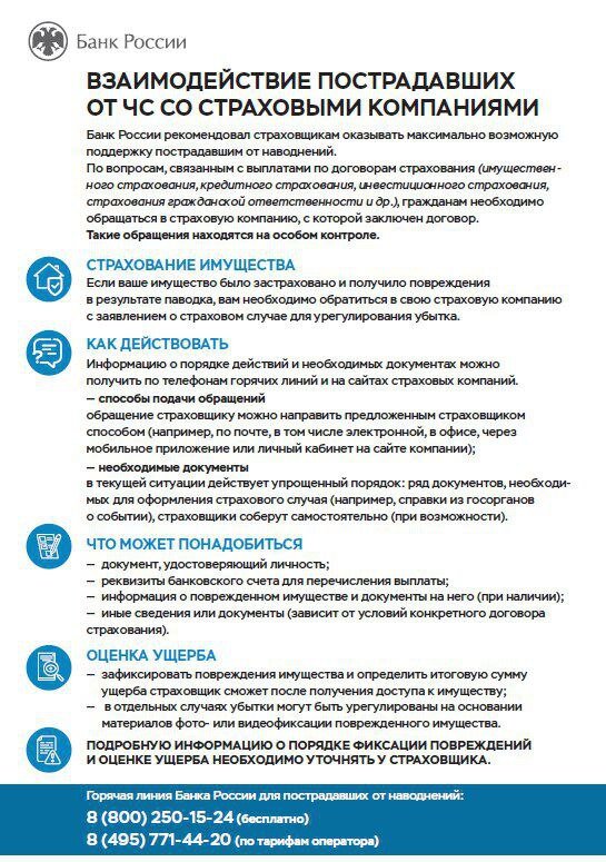    Кредитные каникулы и страховые компании. Памятка пострадавшим от паводка оренбуржцам Марина Шарт
