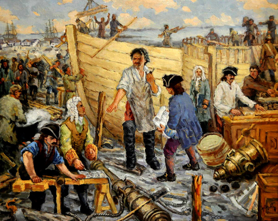 Петр Первый строит корабли в Воронеже