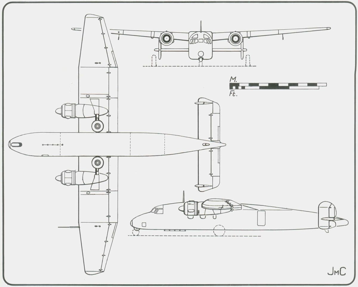  схема прототипа пассажирского самолета Blohm & Voss Bv 144