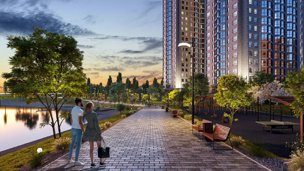 Сквер в ЖК «Акватория».