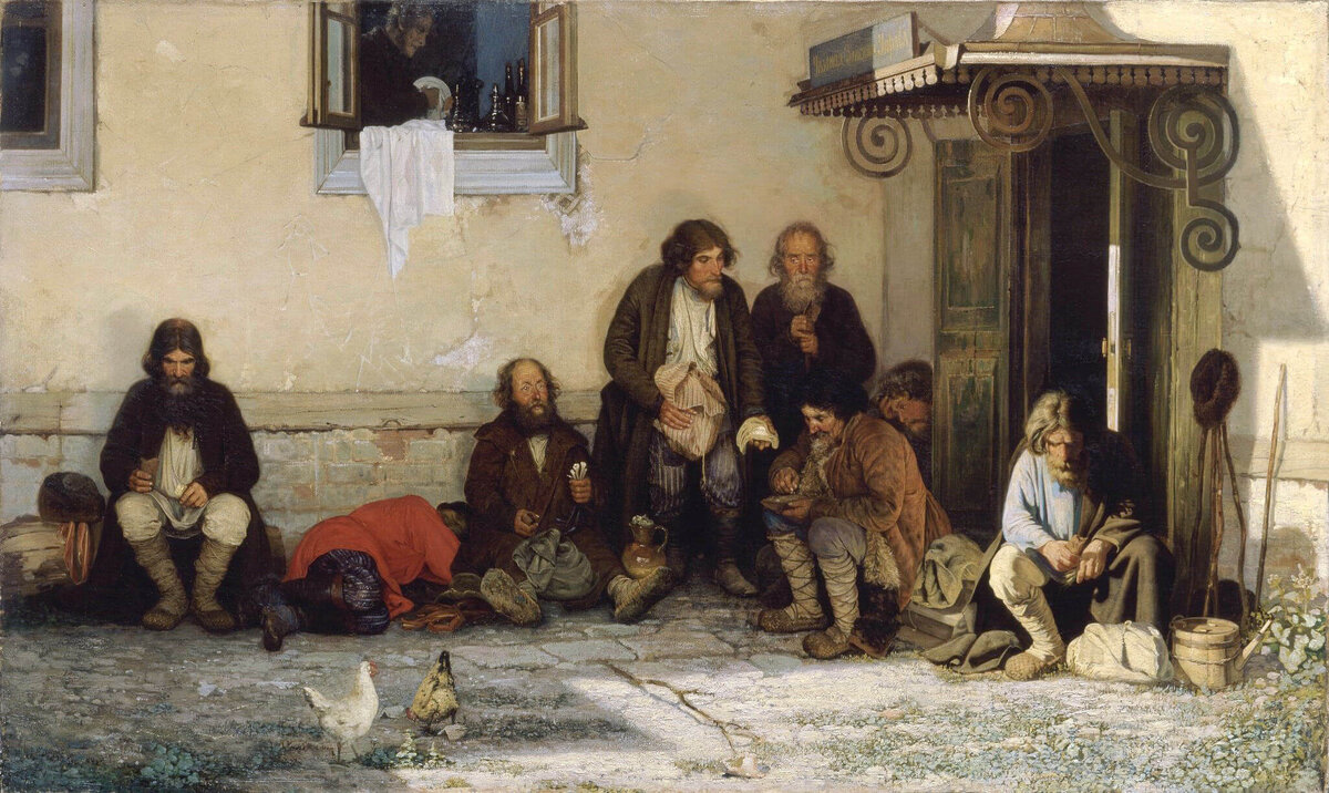 ЗЕМСТВО ОБЕДАЕТ 1872 / Размер - 75 x 125,5 / Материал - холст / Техника - масло / Третьяковская галерея