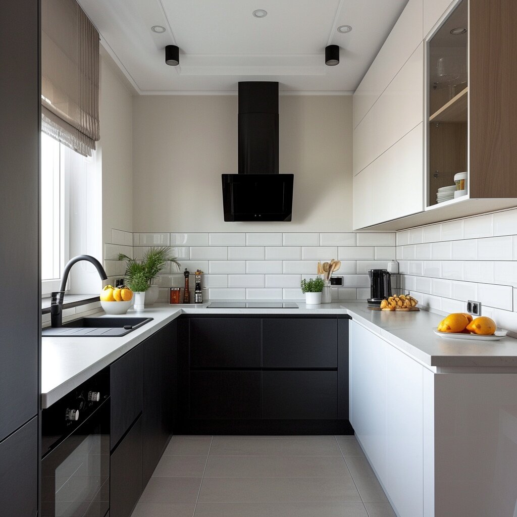 Дизайн небольшой угловой кухни