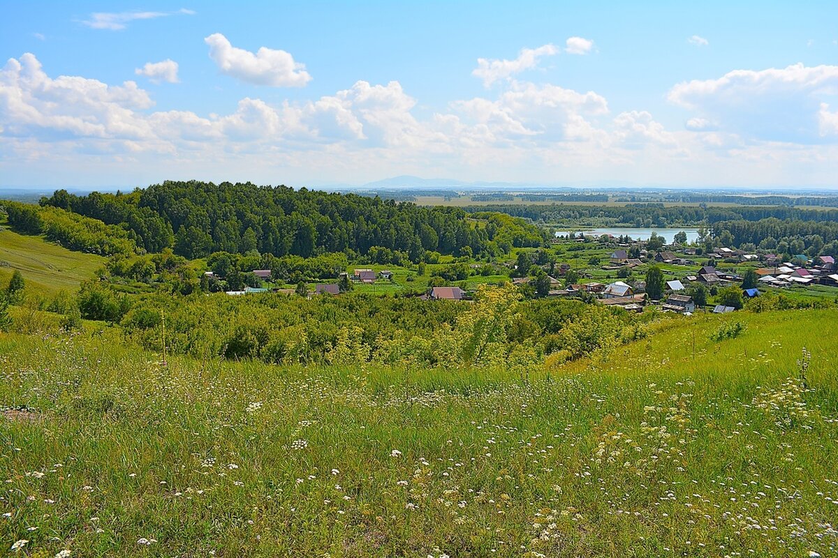 ВИД НА СЕЛО СРОСТКИ С ВЕРШИНЫ ГОРЫ ПИКЕТ. Хронологически Двадцать третий Алтайский Космос.
