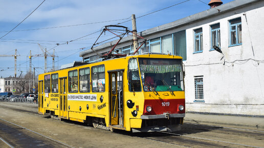 Трамвай Tatra T6B5SU-1019 с родным преобразователем. Покатушки по Барнаулу.