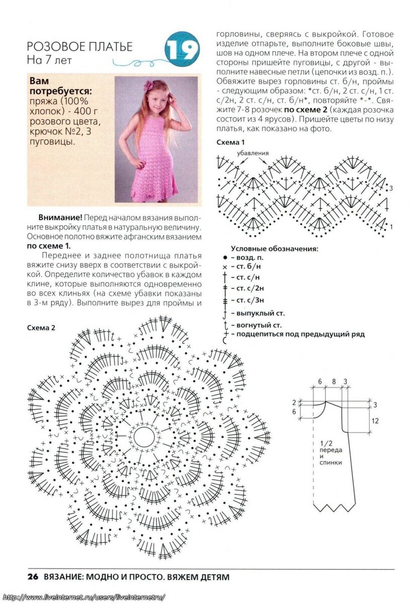 Вязаные платья для девочек » Схемы спицами и крючком
