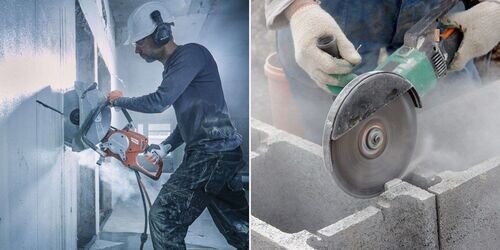 Следует понимать, что мало просто купить первый попавшийся алмазный круг – нужно определиться, для какого материала он предназначен и какая технология резки будет использоваться. Так, для работы с железобетоном, содержащим металлический каркас, понадобится специальный диск, отличный от круга, предназначенного для резки обычного бетона. Многое зависит от текстуры продукта и от того, планируете ли вы резать по сухому или по мокрому. При мокрой резке предполагается, что в процессе работы к месту резания постоянно подается вода, играющая сразу несколько важных ролей. Во-первых, вода не дает бетонной пыли подниматься в воздух, а во-вторых, играет роль охлаждения, что увеличивает продолжительность непрерывной работы. Однако в некоторых случаях приходится работать «всухую», что тоже нужно учитывать заранее при выборе инструмента. 