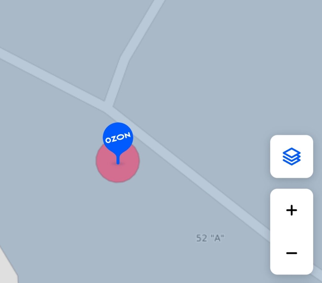 Вот так наш пункт выглядит сейчас на карте, номера дома нет, ближайший 52а...