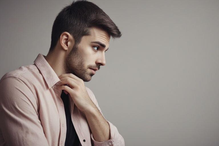 изображение сгенерировано ИИ Мужчина стесняется сделать первый шаг 