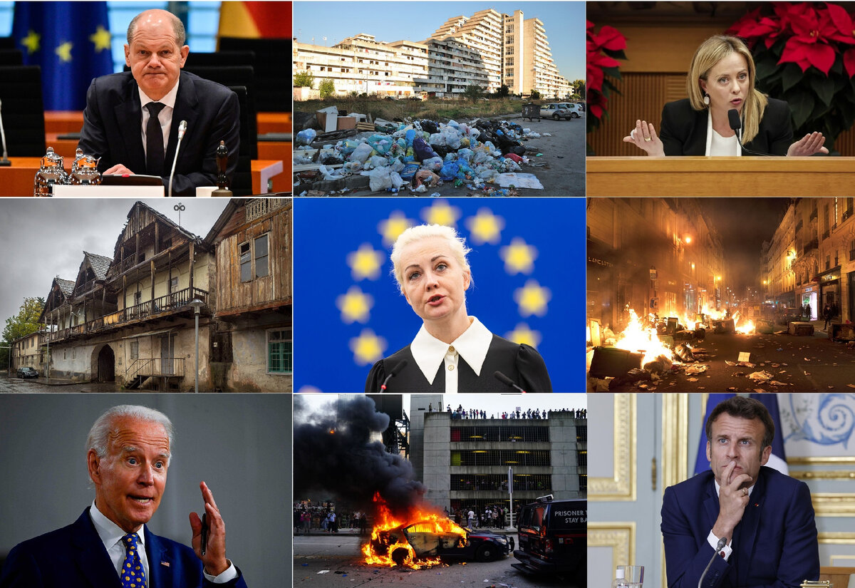 Вверху фото Италии, власти которой видимо забыли о том, что надо заниматься в первую очередь своей страной. Во Франции что-то давненько не было революций? Афроамериканцы (и другие этносы) в Штатах ещё готовятся вспомнить "белым людям" за "всё хорошее". В развитой Германии ветшает жильё в небогатых регионах, где не всё хорошо с работой... И тут ещё расходы на "лидера российской оппозиции", который если на кого-то и оказывает влияние, - то только на европейских телезрителей.