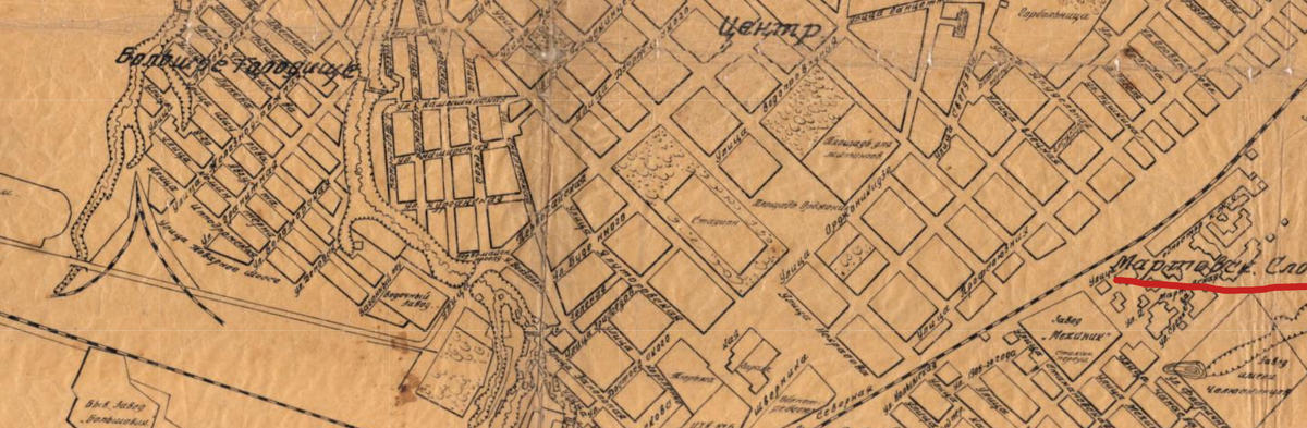 Мартовская слободка на карте Тюмени 1941 года