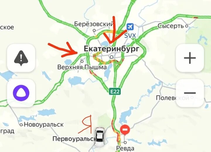 Скрин из навигатора. Где я, где Екатеринбург, а Где Верхняя Пышма!