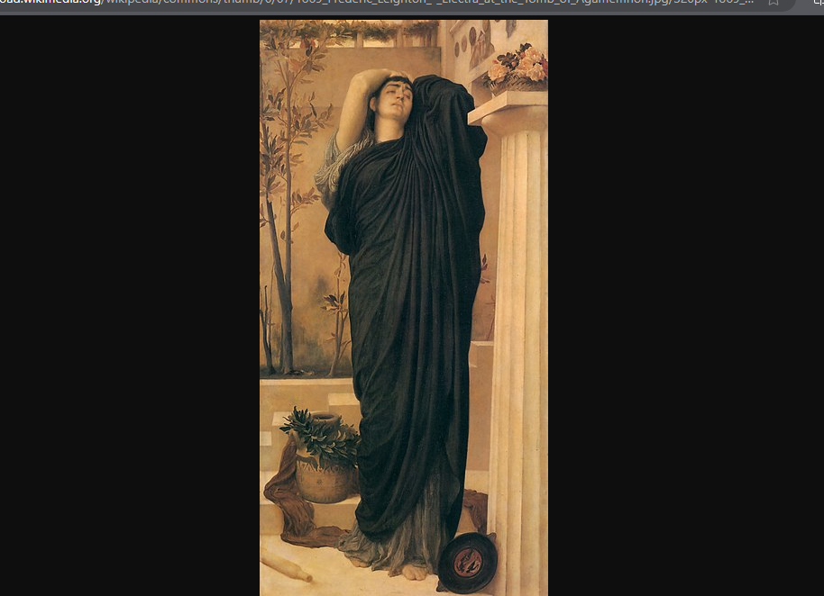 Фредерик Лейтон. "Электра на могиле Агамемнона", 1869