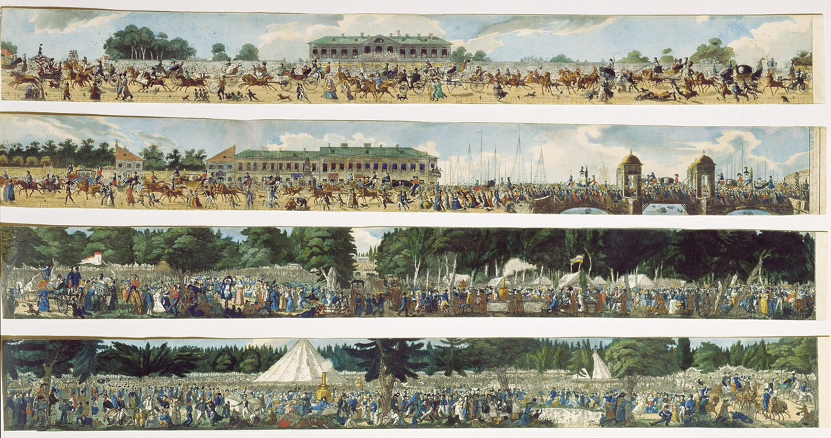 Гравюра Гампельна «Гуляния в Екатерингофе»