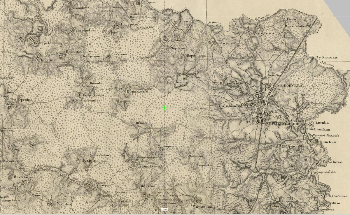 Фрагмент карты Шуберта 1860-го года. Окрестности Сергиева Посада