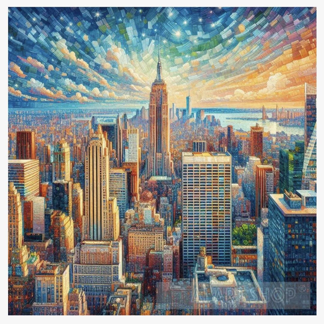 Картина New York City #6  - произведение AI искусства. https://aiartshop.com/products/new-york-city-6