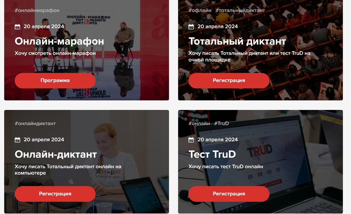 Варианты участия в Тотальном диктатнте