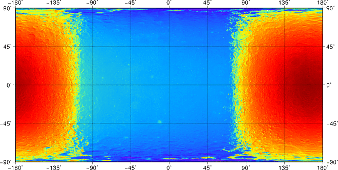 Анимированная температурная карта Луны. 