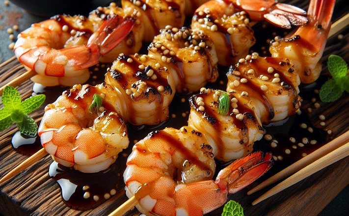 Шашлык из тигровых креветок терияки для гриля - заказать в shop.m-catering.ru