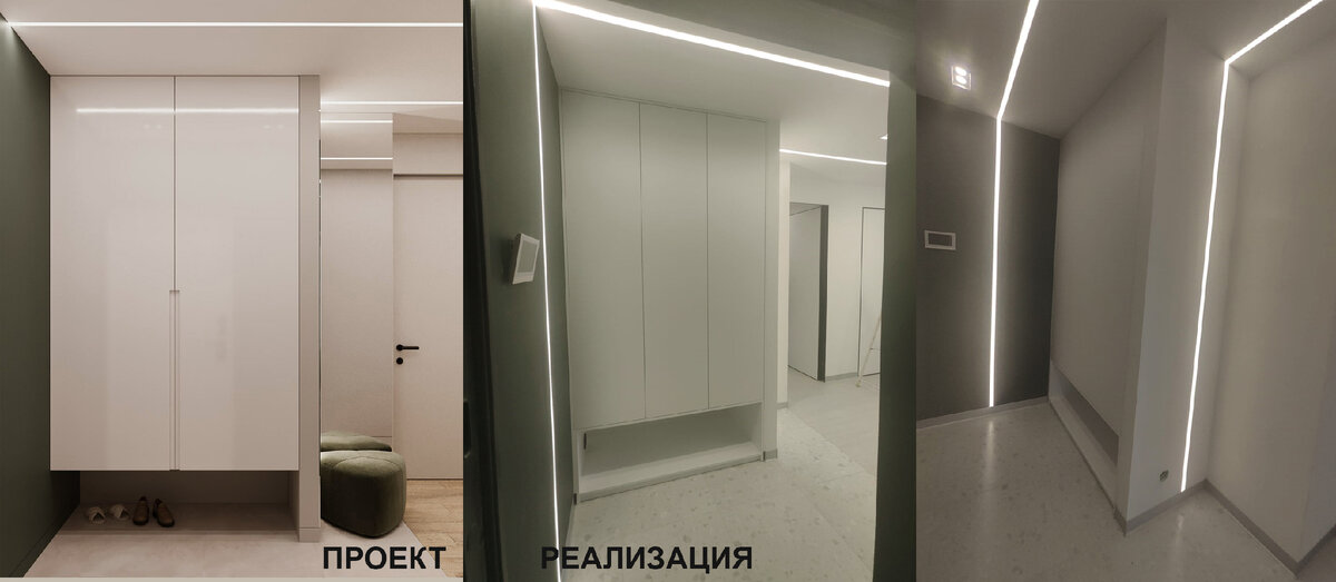 Пример удешевление проекта.   Убрали "парящий" эффект шкафа и интегрированную ручку. Материал  ДСП