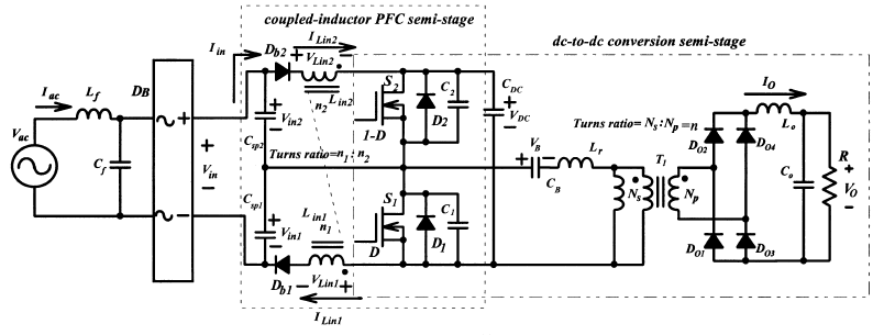 Рис.2. Интегрированное решение PFC-DC-DC-Converter из работы [3].