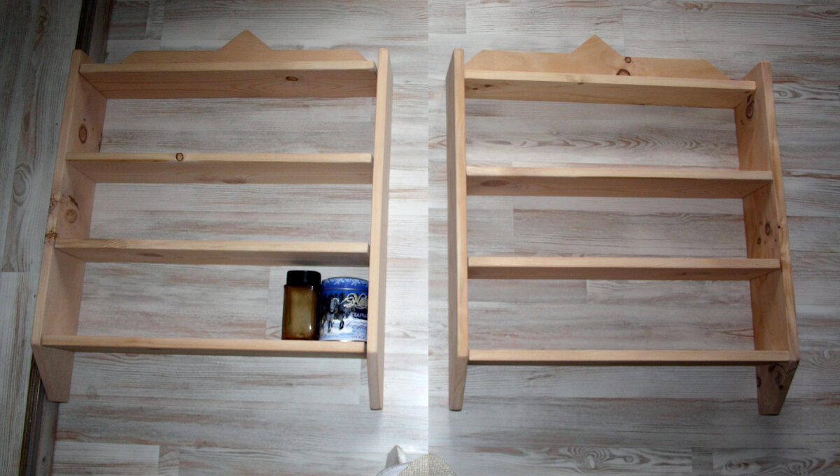 примерка - определяю высоту полок по банкам