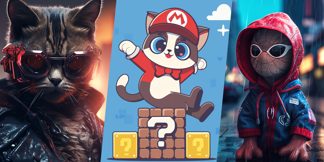 Кот-Паук, кошачий Терминатор, Кот Марио и ещё 7 шедевров от нейросети
