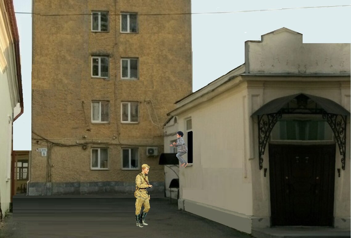 Фото автора. Картинка автора. Именно в это окно мы и прыгали и потом бежали в двери и по новой! Это подлинная история моего детства. На заднем плане Большой Дом. А это мой Дом.