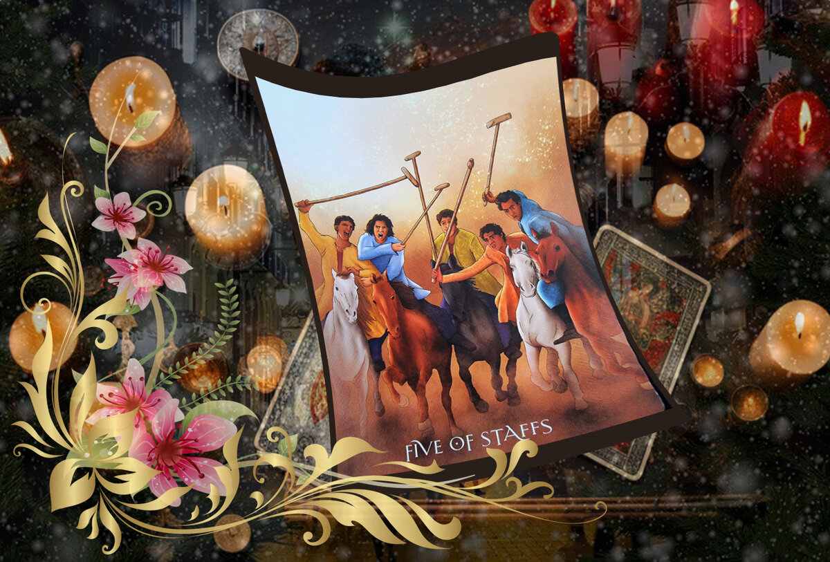 Пятерка Жезлов - чрезмерное увлечение какой-либо идеей - Tarot sufi 