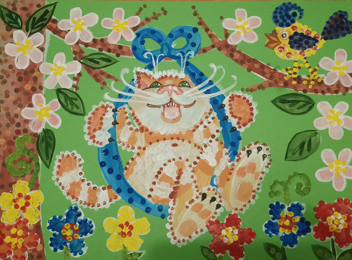 Использование ватных палочек при рисовании - это интересно. 