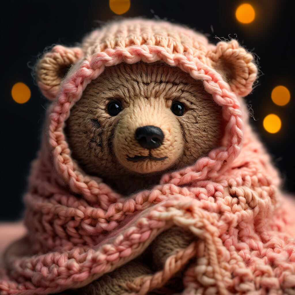 Вязанный медвежонок. Автор: нейросеть