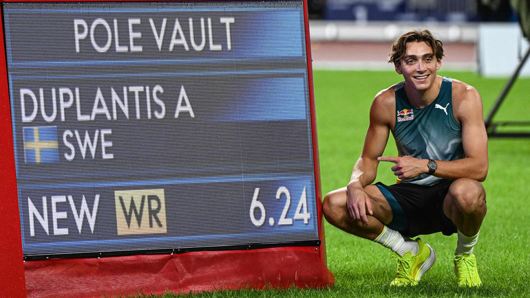    Арман Дюплантис и его рекорд. AFP