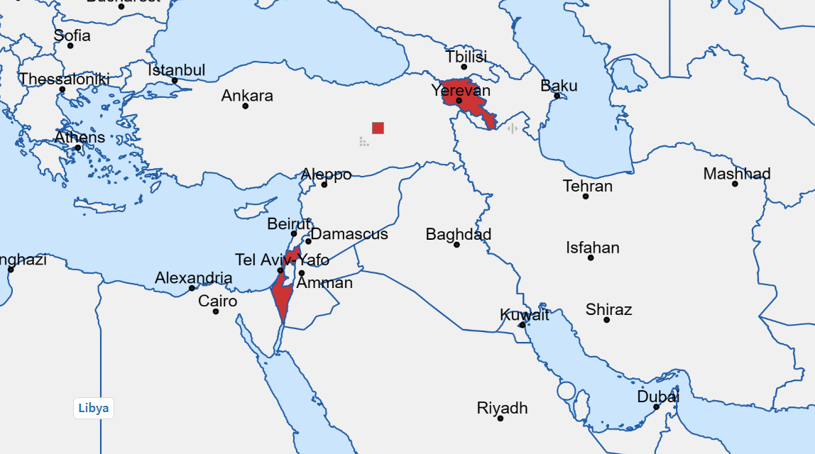 Армения и Израиль расположены не так уж и далеко друг от друга