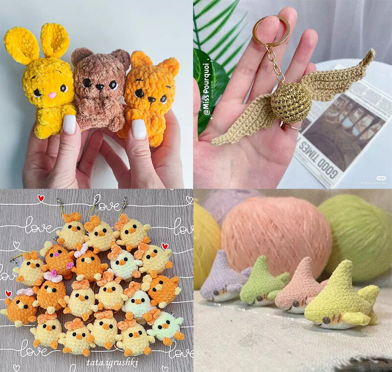 Вязаные брелочки от разных авторов