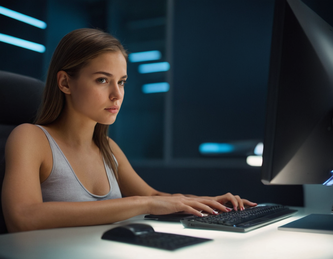 Девушка за комьютером