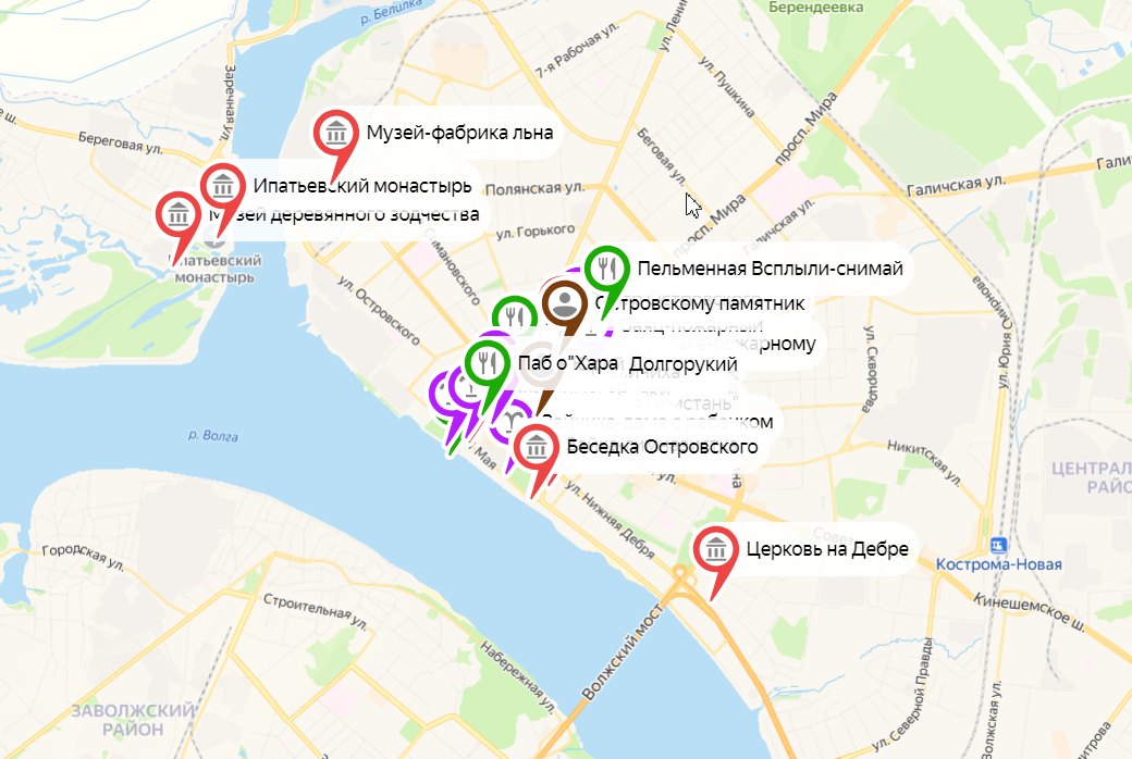 мимоходом карта Костромы
