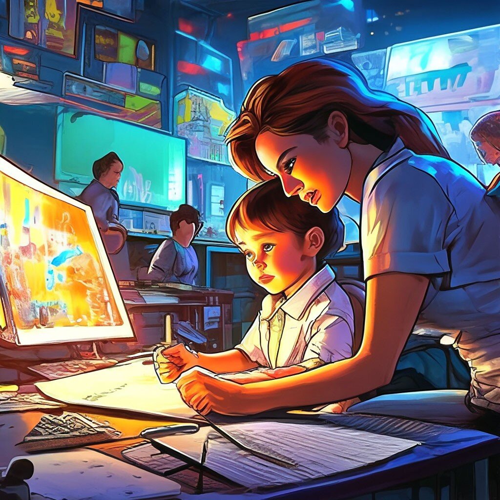 Мама и малыш на работе 