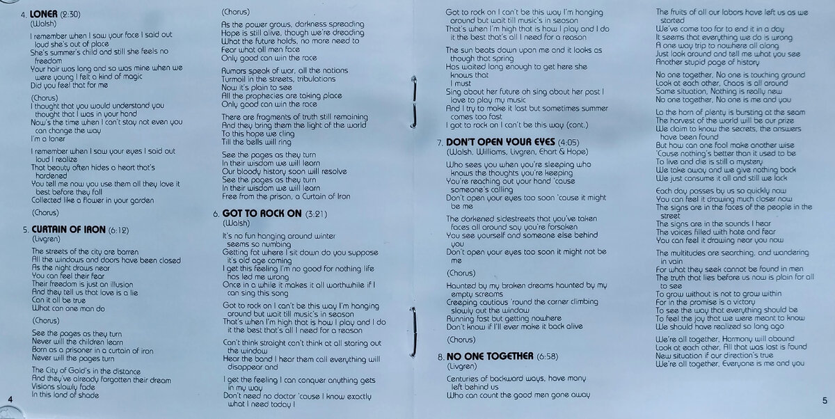 Kansas "Audio-Visions" (1980) CD - booklet 3