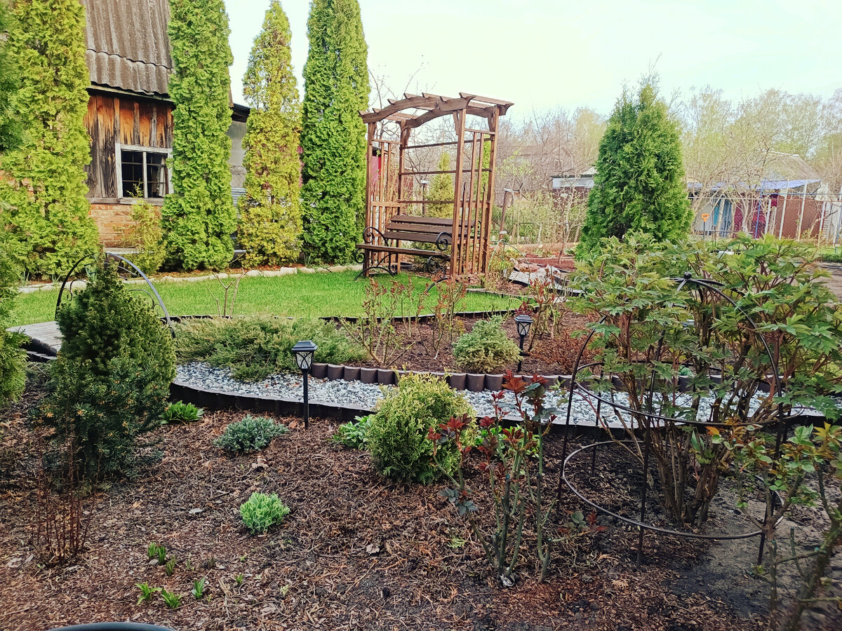 Общий вид от дома на цветники