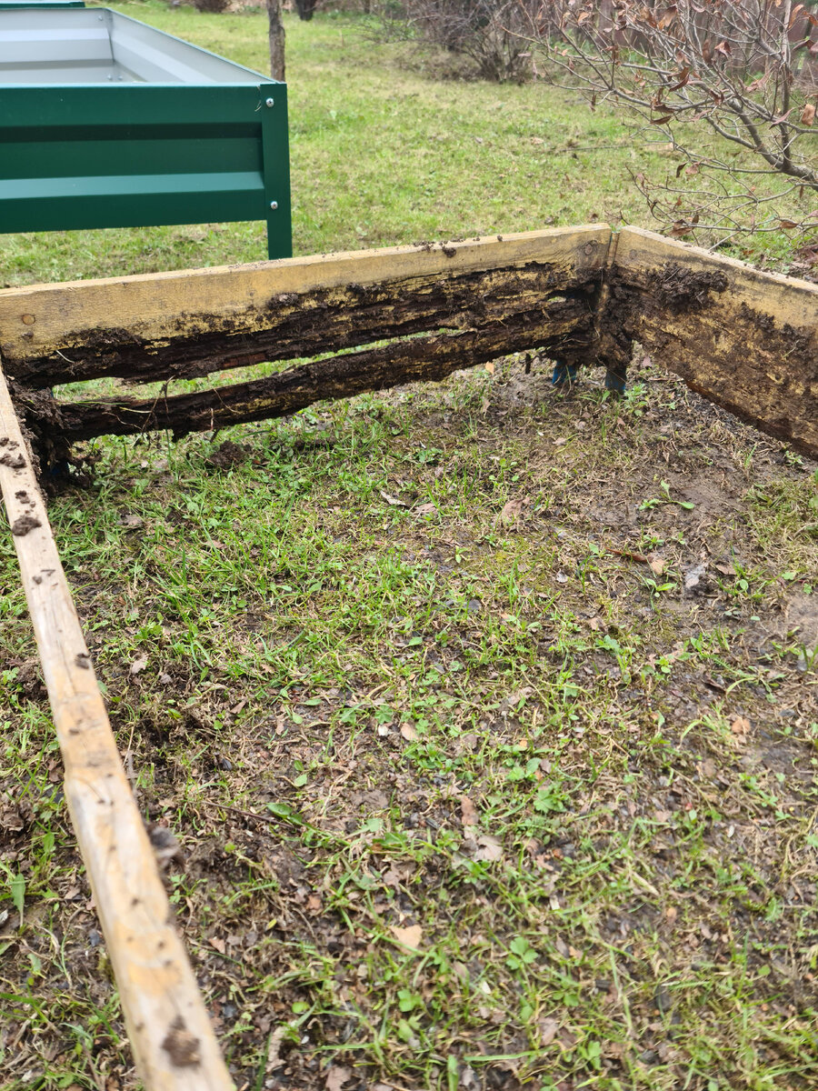 Деревянные грядки стояли лет 8, пока совсем не прогнили