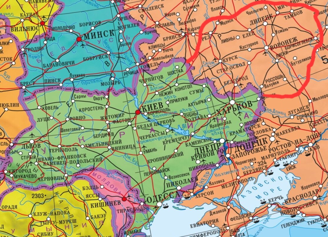 Подробная карта Украины с городами для ознакомления