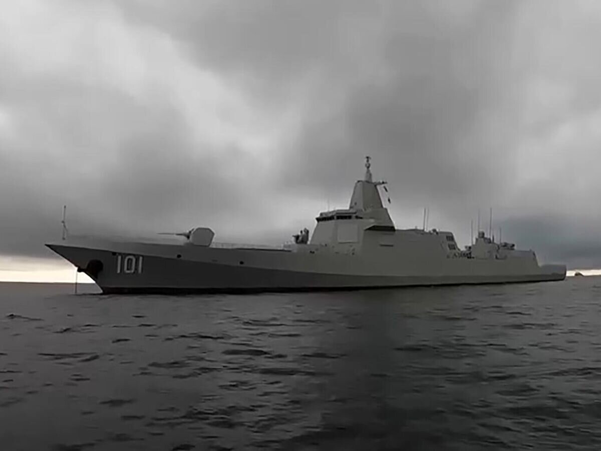    Корабль ВМС Народно-освободительной армии Китая в северной части Японского моря, где пройдут учения "Восток-2022" совместно с ВМФ России. Скриншот видео© РИА Новости / Министерство обороны РФ