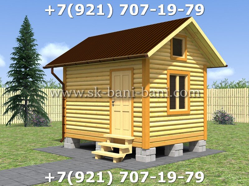 Проект и планировка бани 3х4 метра из сухого бруса 140х140 мм под ключ