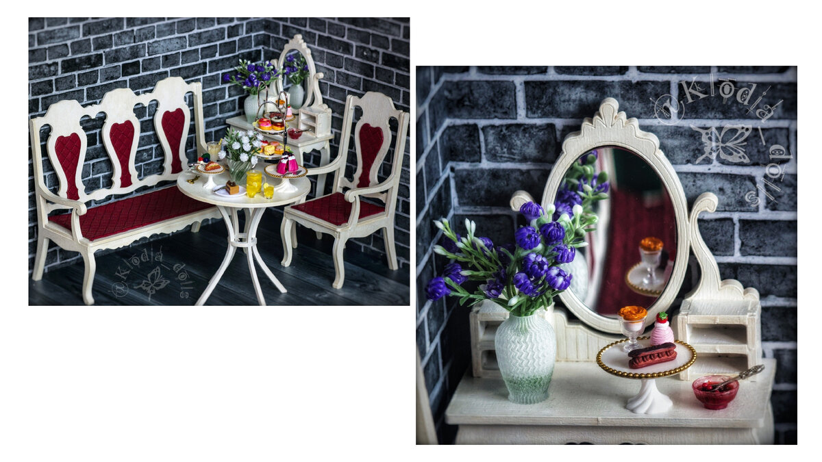 Диван, стул, стол и туалетный столик 