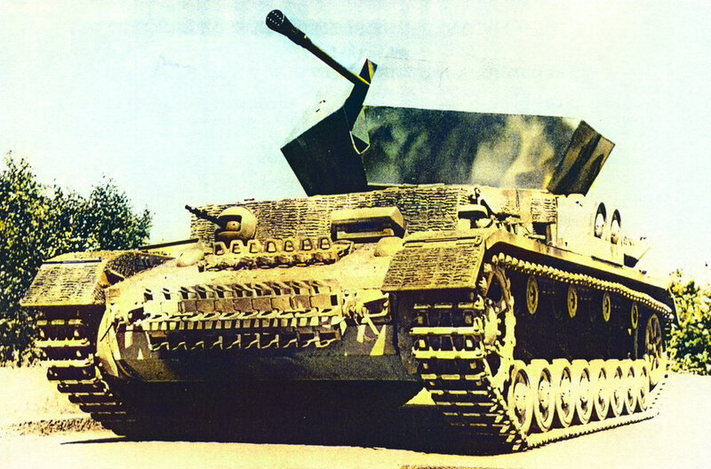 Немецкая зенитная САУ Flakpanzer IV «Ostwind» на базе среднего танка PzKpfw IV.