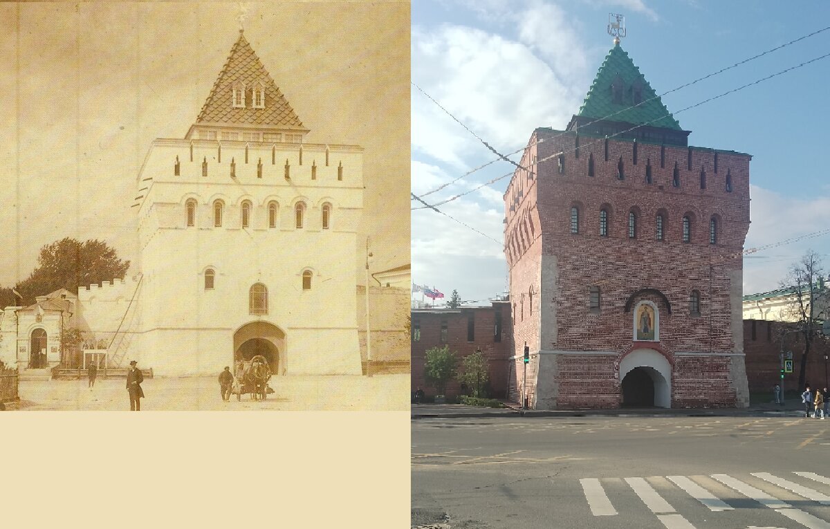 Раньше и сейчас Дмитровская башня. листайте вправо, там каждое фото описано подробнее