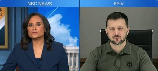    Кристен и Зеленский. Фото: стоп-кадр интервью