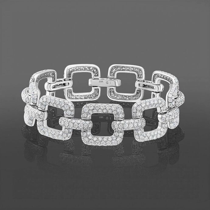 Браслет, серьги, мужское кольцо, колье и подвеска из белого золота с родиевым покрытием (5 фото)